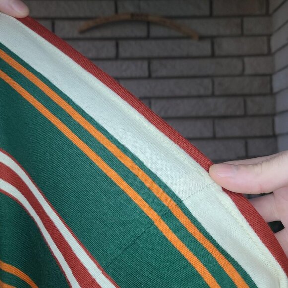 Vintage 'California Styled' green/red/tan striped long-sleeve shirt men's L - Picture 3 of 4